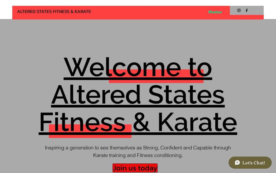 Altered States Fitness and Karate Jutsu website