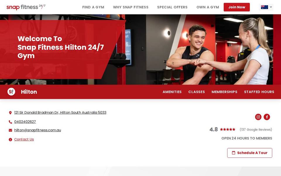Snap Fitness Hilton website