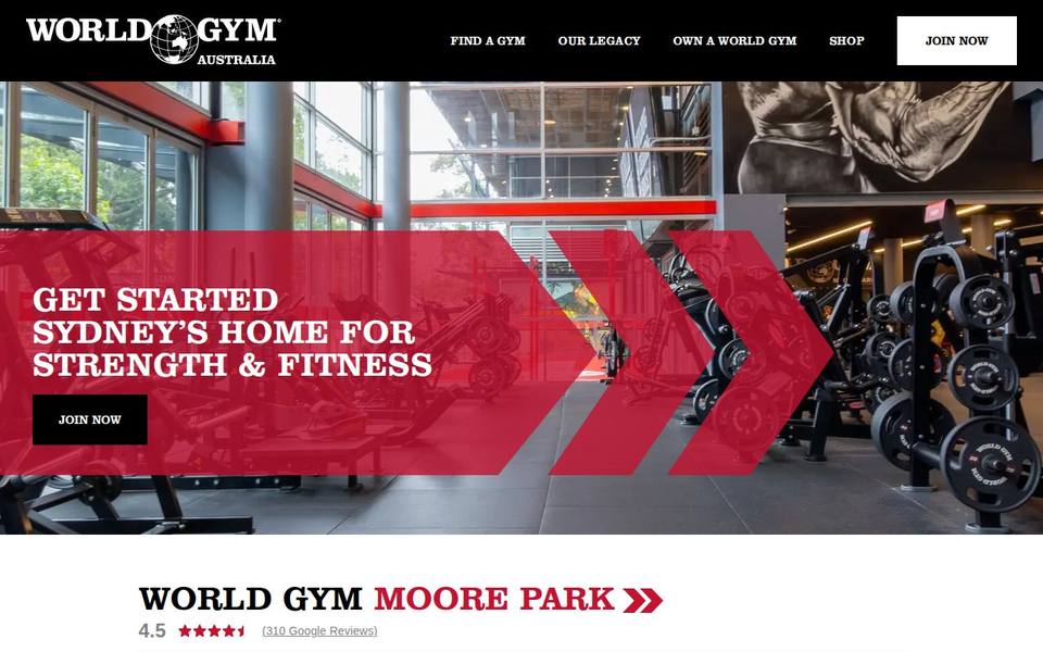 World Gym Moore Park website