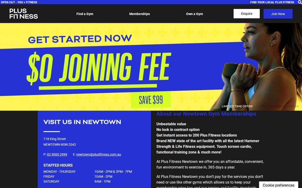 Plus Fitness Newtown website