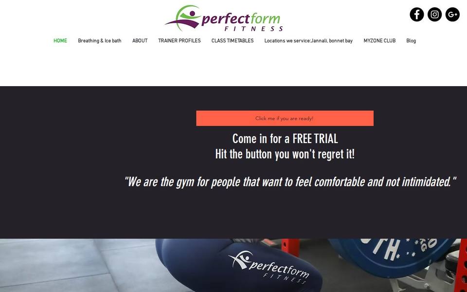 Perfect Form Fitness website