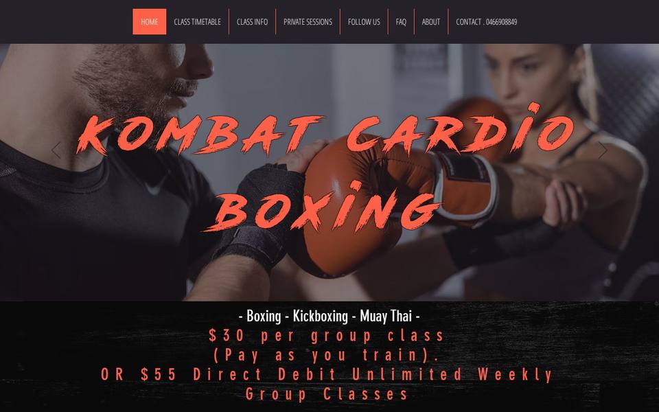 Kombat Cardio Boxing and Muay Thai website