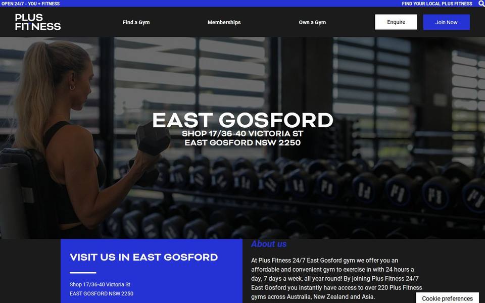 Plus Fitness East Gosford website