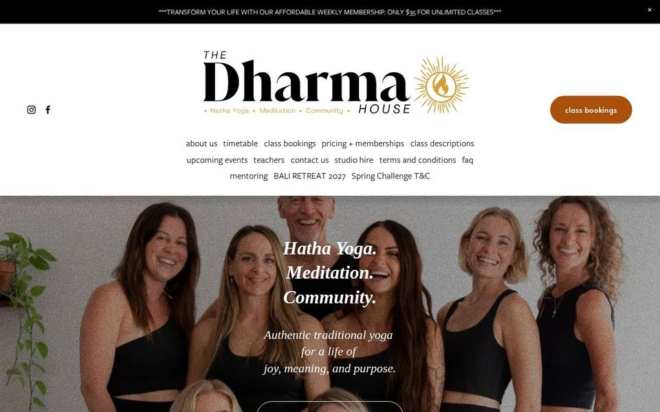 The Dharma House Yoga website