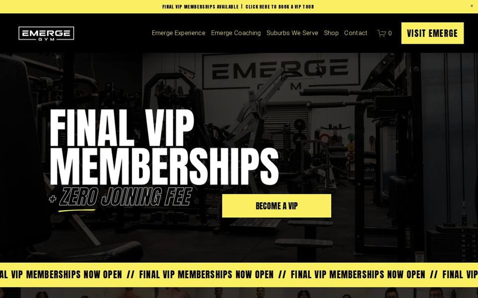 Emerge Gym website