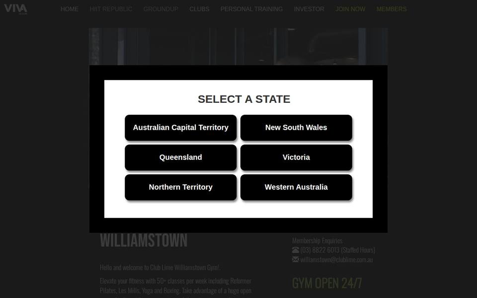 Club Lime Williamstown website