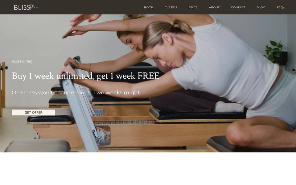 Bliss Pilates - Mount Pleasant website