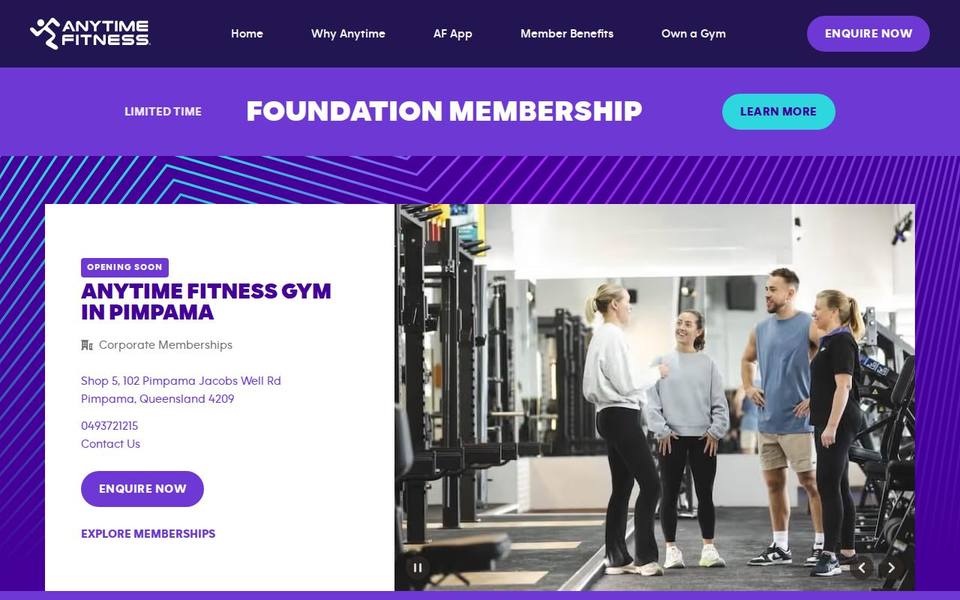 Anytime Fitness Pimpama website