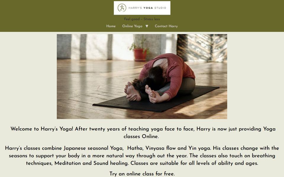 Harrys Yoga Studio website