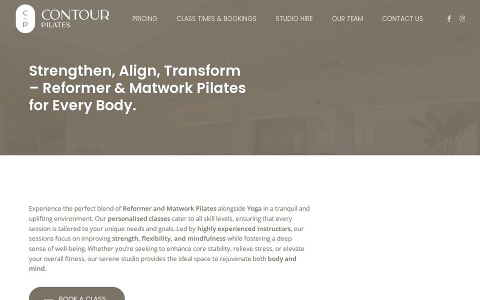 Contour Pilates Perth website