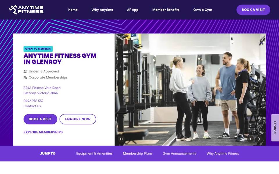 Anytime Fitness Glenroy website