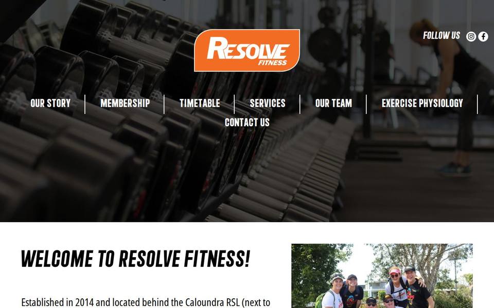 Resolve Fitness website