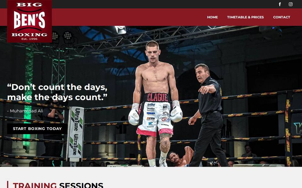 Big Bens Boxing website