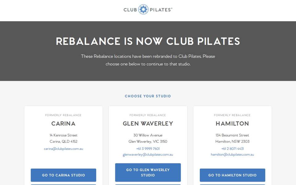 Club Pilates Tuggeranong website