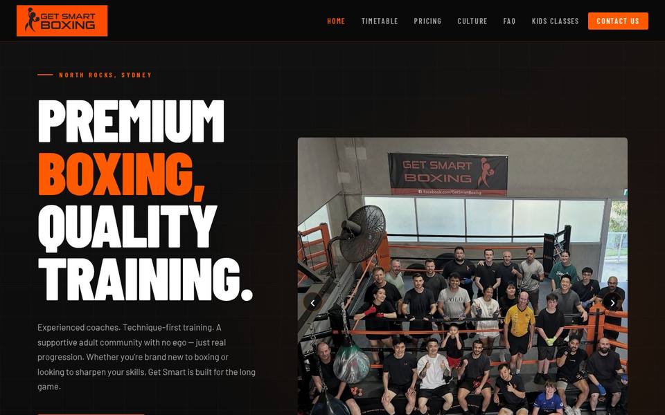 Get Smart Boxing Gym website