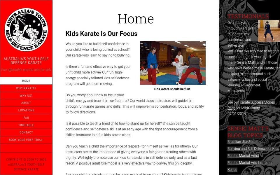Australia's Youth Self Defence Karate website