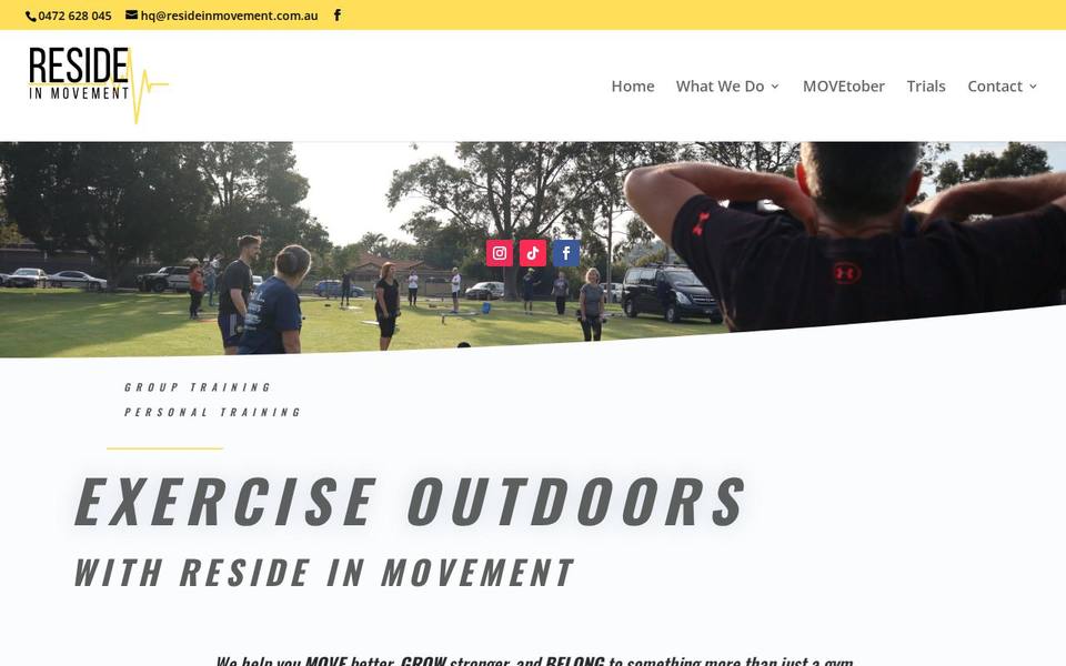 Reside in Movement website