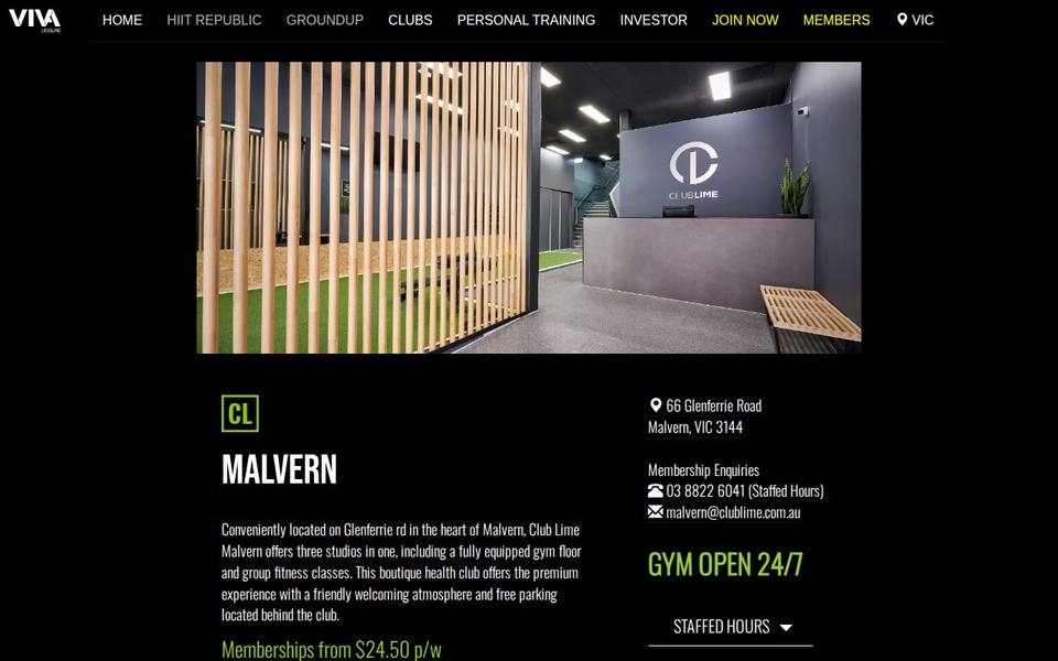 Club Lime Malvern website