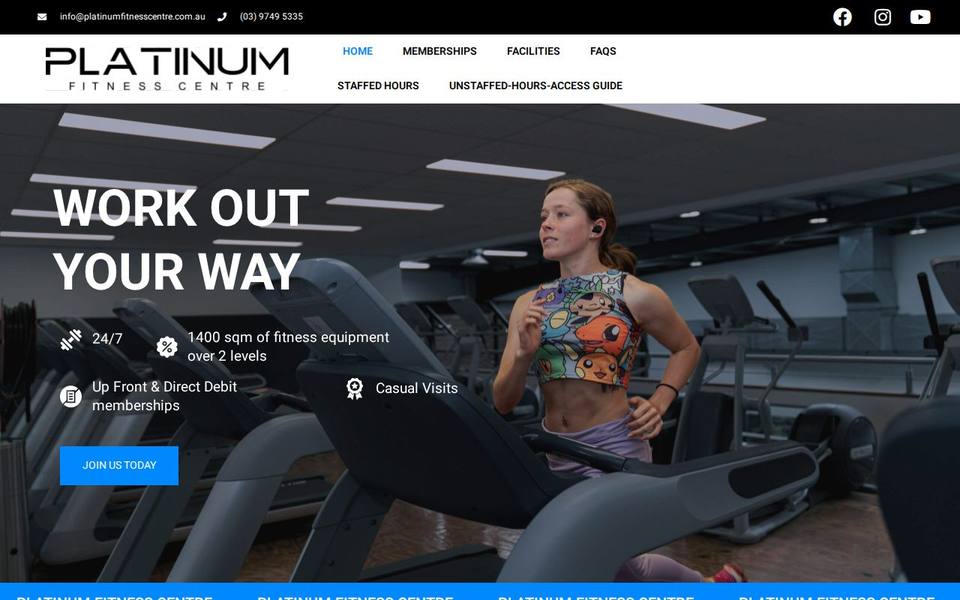 Platinum Fitness Centre website