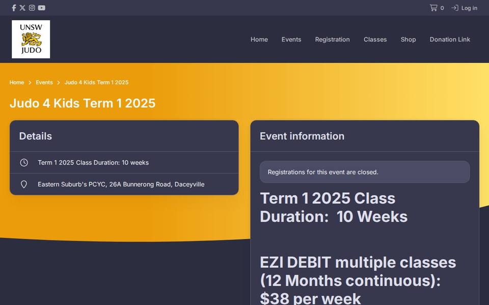UNSW Judo Club website