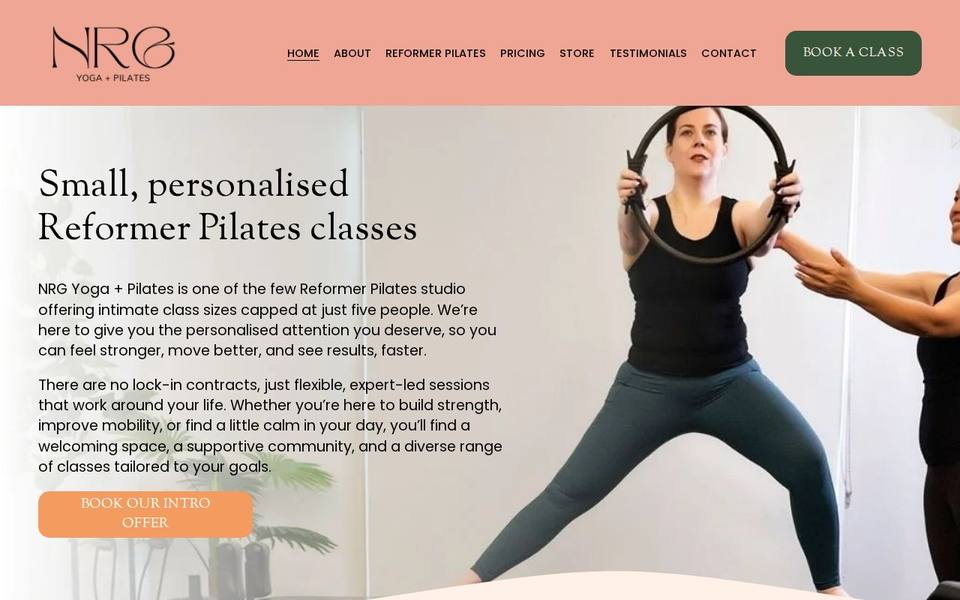 NRG Yoga and Pilates website