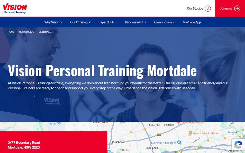 Vision Personal Training Mortdale website