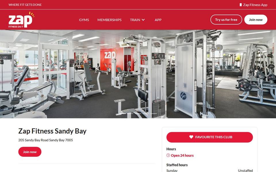 Zap Fitness Sandy Bay website