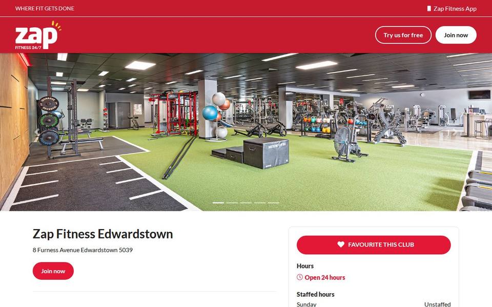 Zap Fitness Edwardstown website