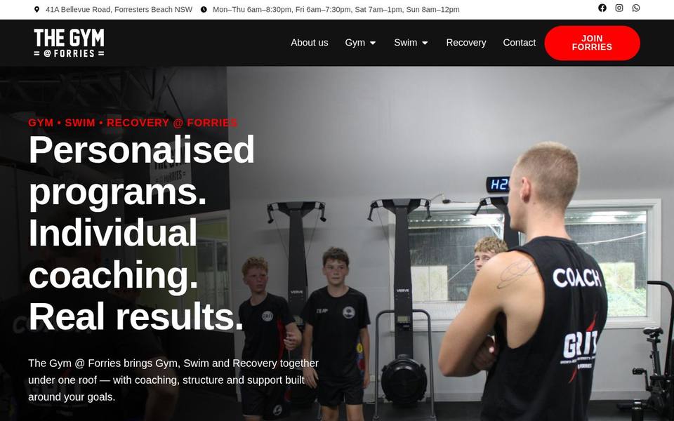 The Gym at Forries website