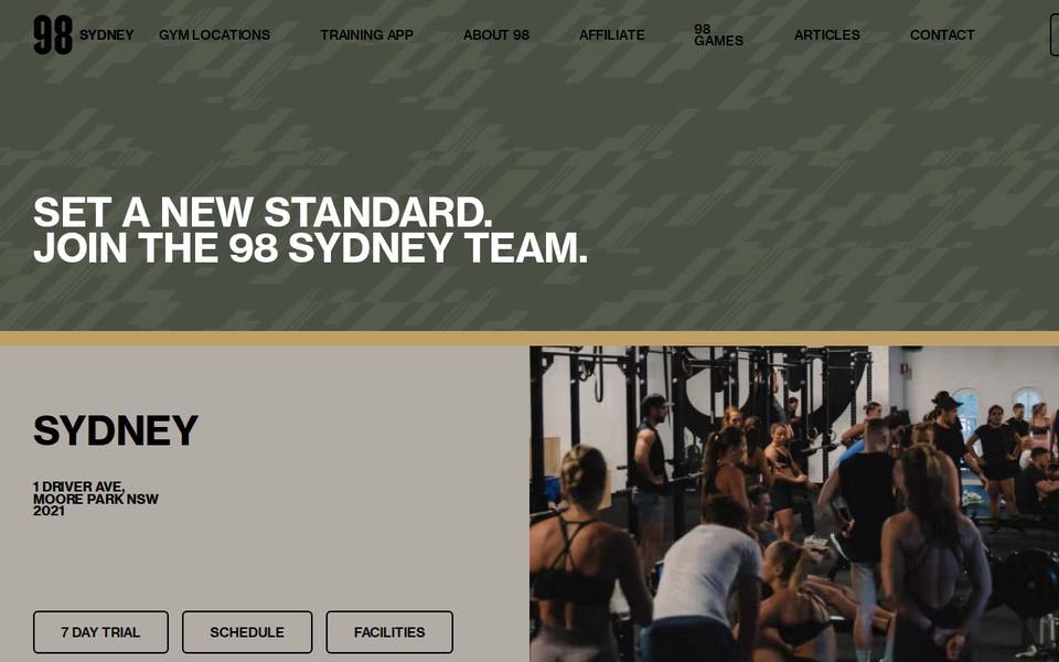 98 Gym Sydney website