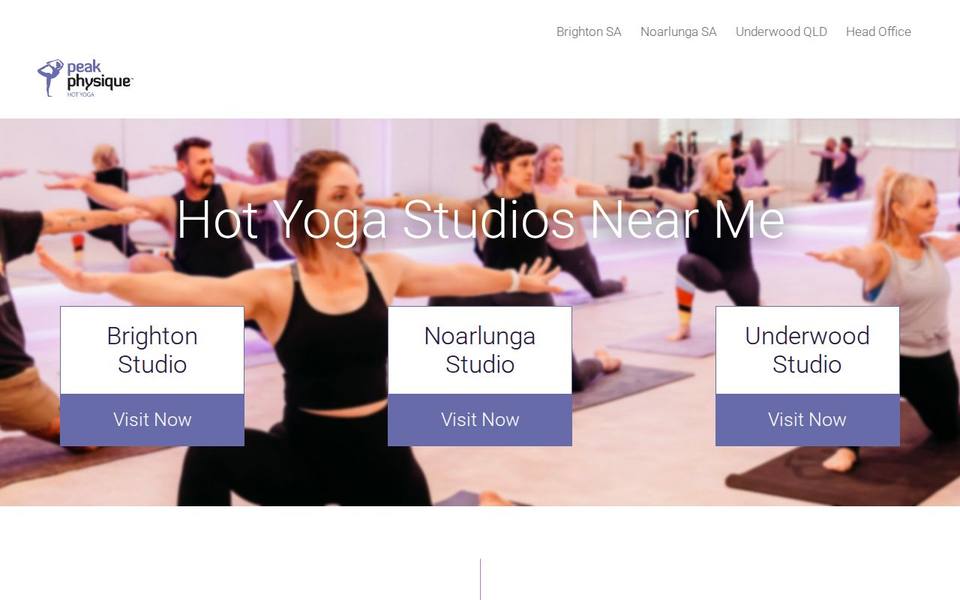 Peak Physique Hot Yoga website