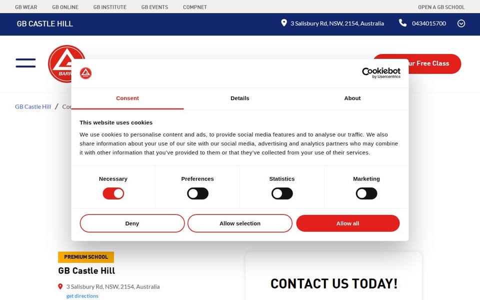 Gracie Barra Castle Hill website