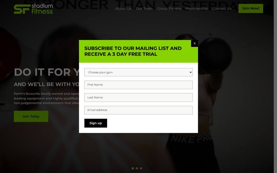 Stadium Fitness website