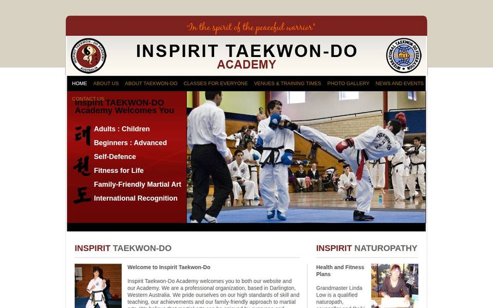 Inspirit Taekwondo Academy website
