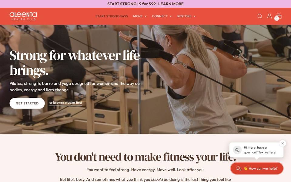 Aleenta Health Club website