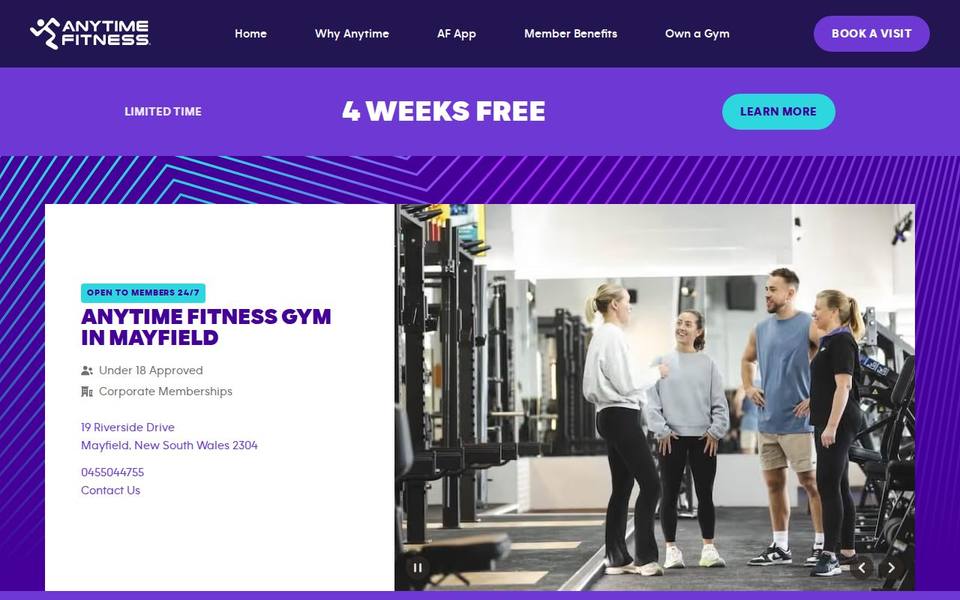 Anytime Fitness Mayfield website