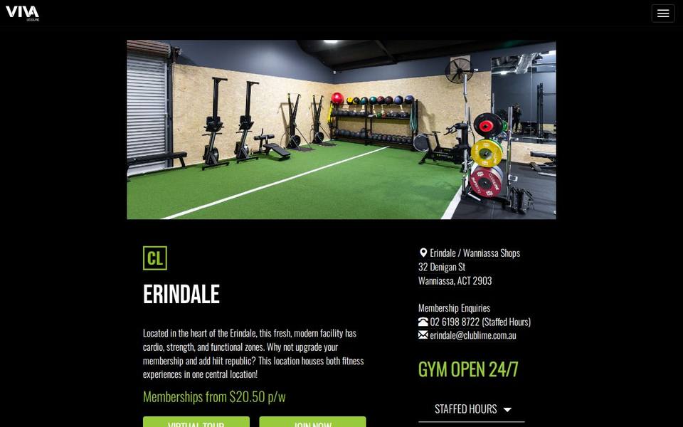 Club Lime Erindale website