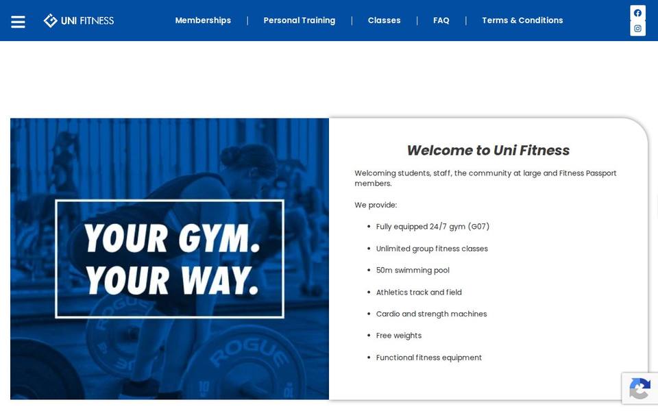 Uni Fitness website
