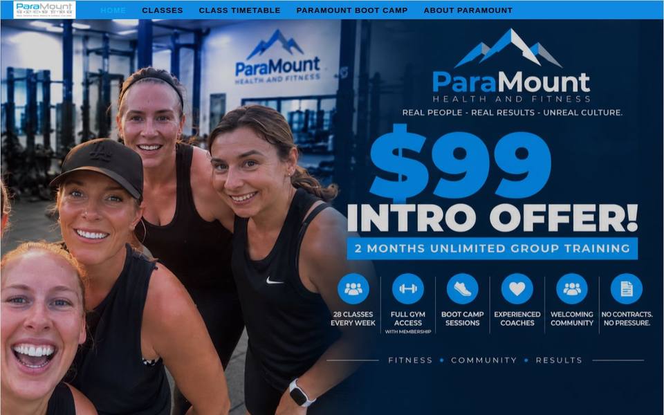 Paramount Health and Fitness website