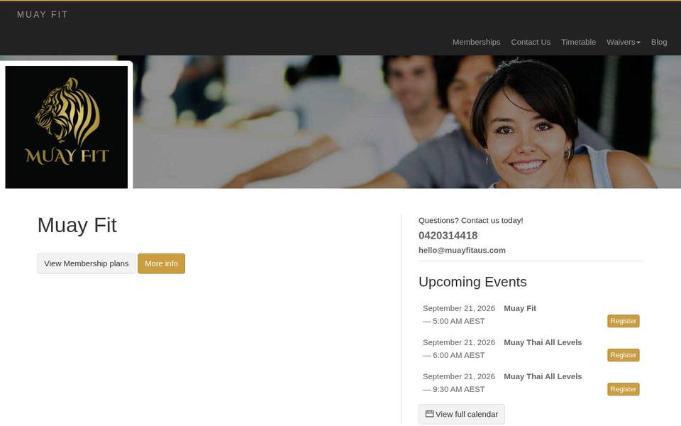 Muay Fit website