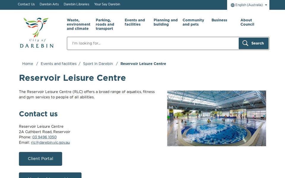 Reservoir Leisure Centre website