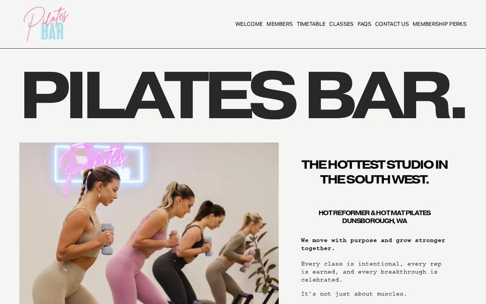 Pilates Bar Dunsborough website