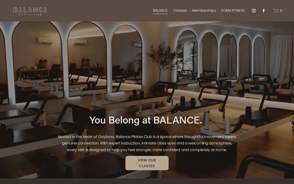 Balance Pilates Club website