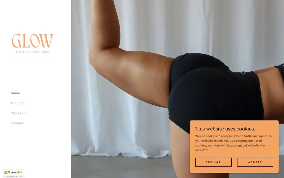 Glow Pilates Boutique website