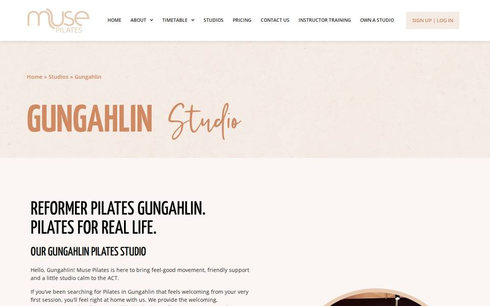 Muse Pilates Gungahlin website