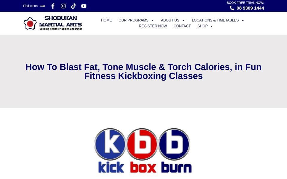 KBB Kick Box & Burn website