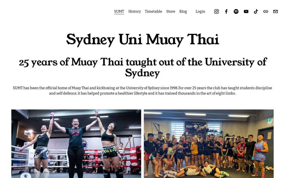 Sydney Uni Muay Thai (SUMT) website