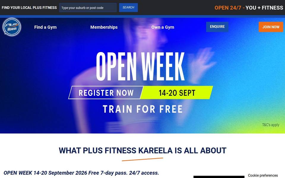 Plus Fitness Kareela website