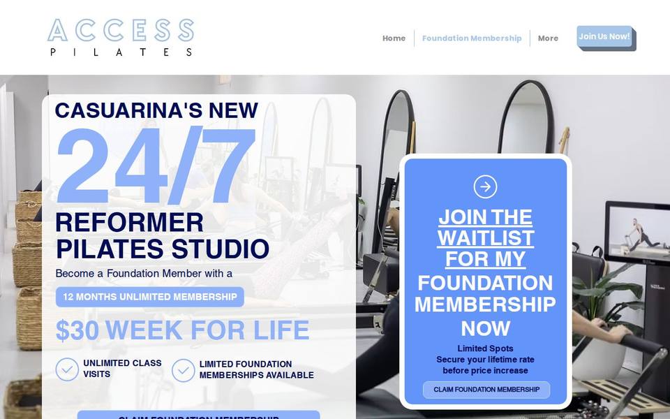 Access Pilates Darwin website