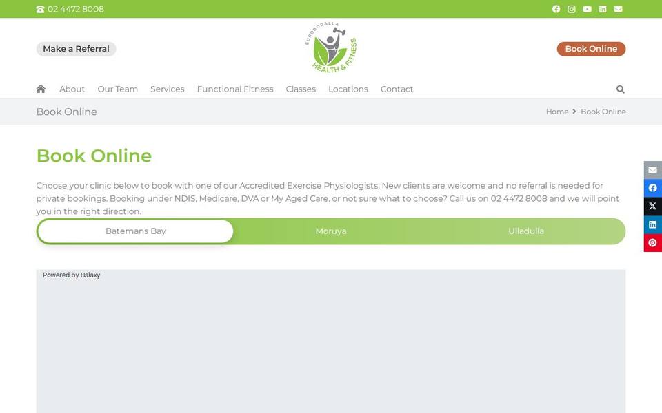 Eurobodalla Health and Fitness website